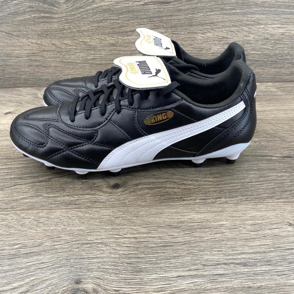 Puma King Soccer Cleats Mens 8.5 Black White Fold Over Tongue 107254-01
